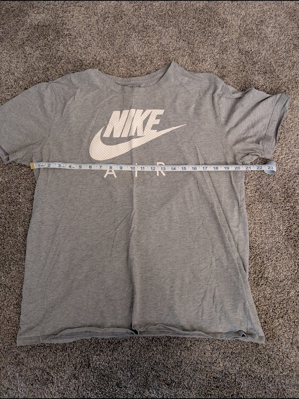 Nike Gray Short Sleeve Tee with White Swoosh and AIR Print Size XL